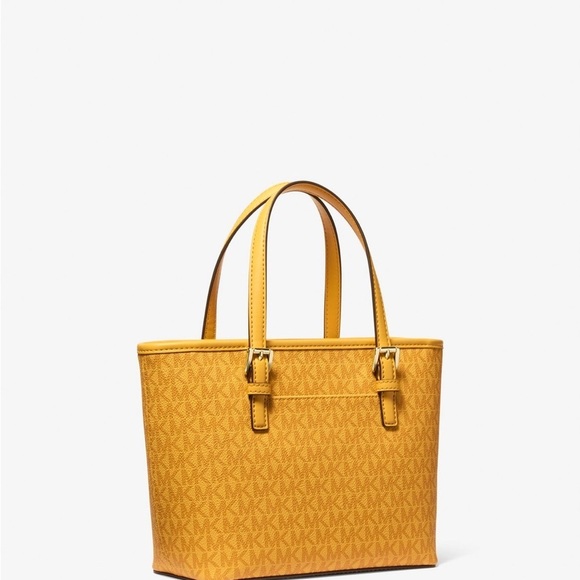Michael Kors Jet Set Travel XS Convertible Tote Bag Crossbody Strap Golden Rod - Picture 6 of 7